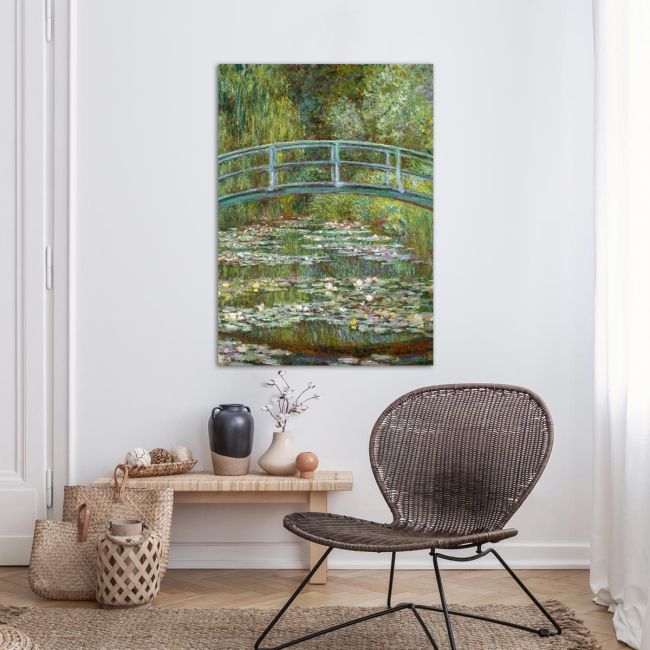Canvas print Bridge over a pond of water lilies, Monet