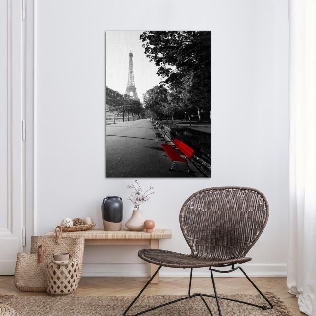 Πίνακας σε καμβά Παρίσι, Red bench at Eiffel tower