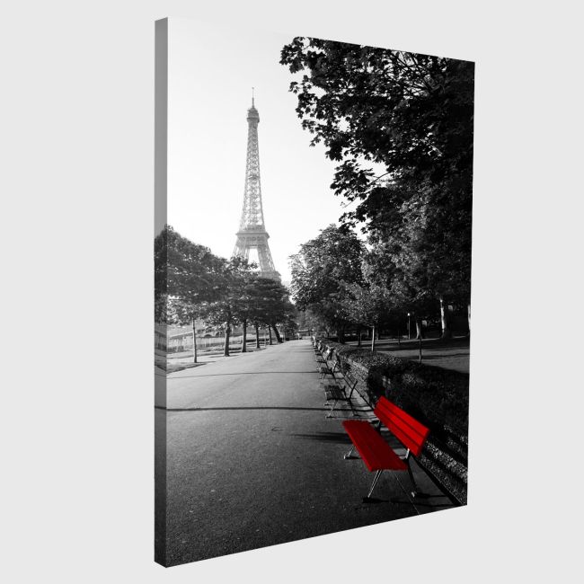 Πίνακας σε καμβά Παρίσι, Red bench at Eiffel tower