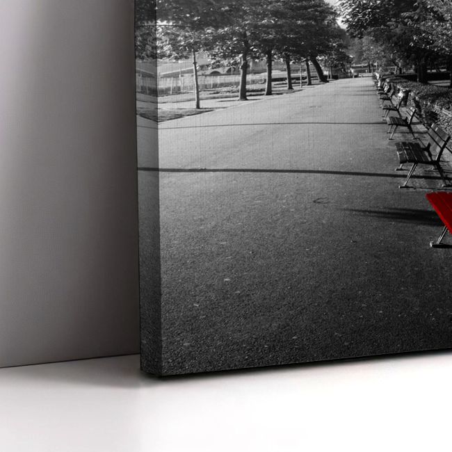 Canvas print Paris, Red bench at Eiffel tower