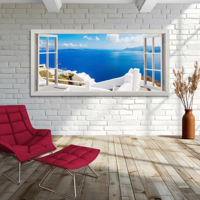 Πίνακας σε καμβά Παράθυρο με θέα, πανοραμικός