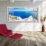 Canvas print Window with view, panoramic