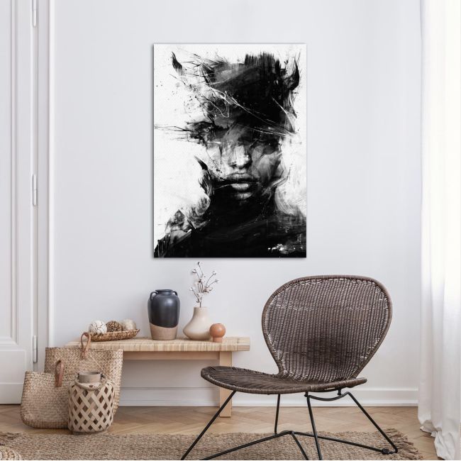 Canvas print Portrait in black and white, vertical