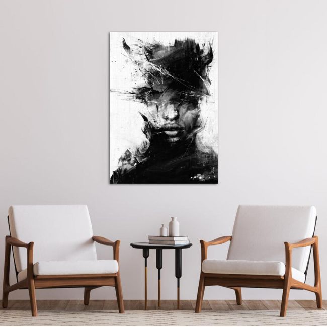 Canvas print Portrait in black and white, vertical