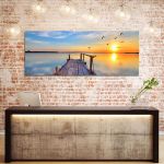 Canvas print Sunset @ dock, panoramic