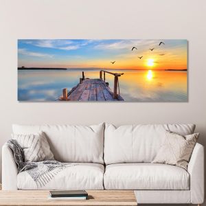 Canvas print Sunset @ dock, panoramic 2
