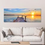 Canvas print Sunset @ dock, panoramic