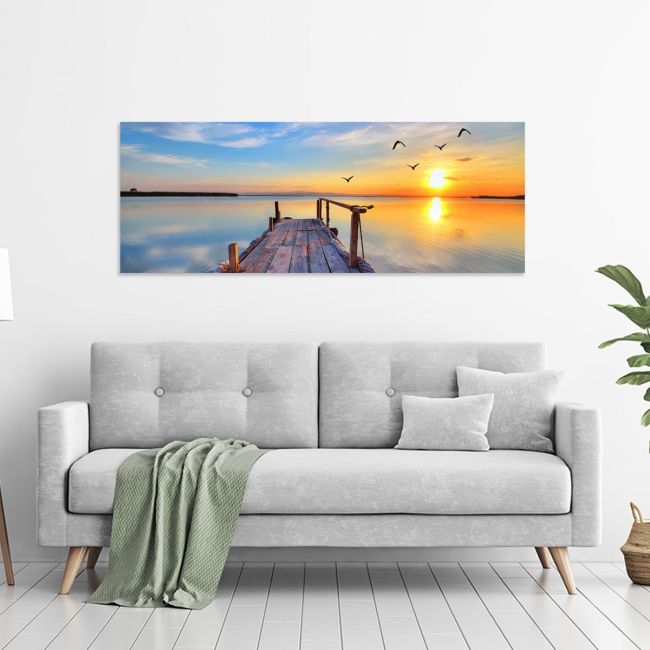 Canvas print Sunset @ dock, panoramic