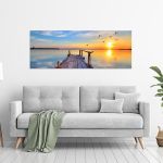 Canvas print Sunset @ dock, panoramic