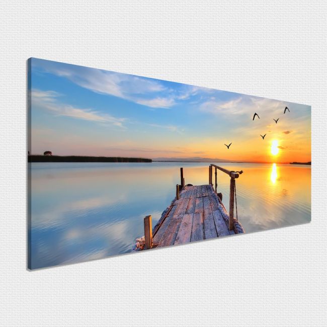 Canvas print Sunset @ dock, panoramic