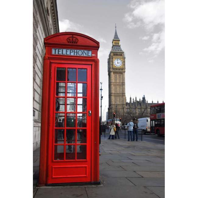 Door sticker English phone booth, art2