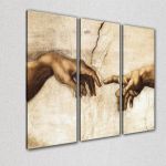 Πίνακας σε καμβά The creation of Adam, Michelangelo, τρίπτυχος