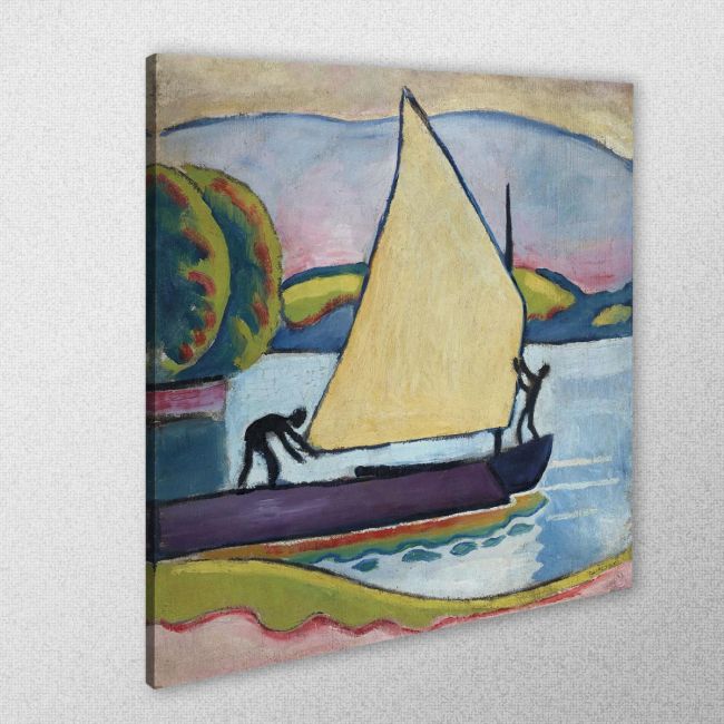 Canvas print Sailboat in morning, Macke A.