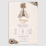 Baptism invitation, Indian Tent tepee