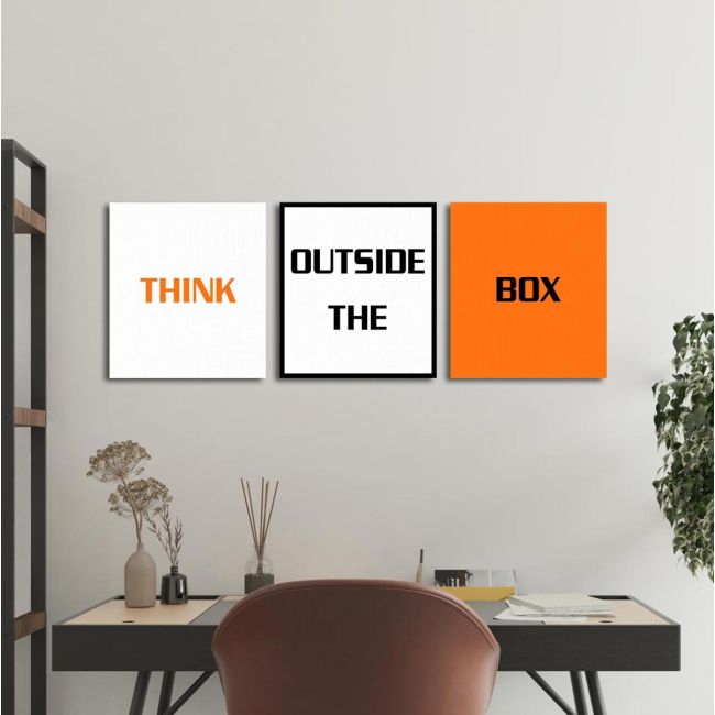 Πίνακας σε καμβά Think outside the box square, τρίπτυχος