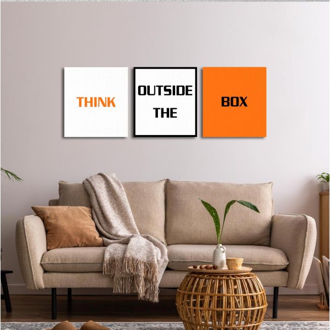 Πίνακας σε καμβά Think outside the box square, τρίπτυχος