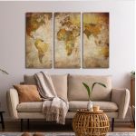 Canvas print World map vintage,3 panels