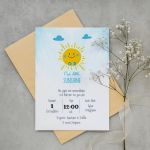Baptism invitation Happy Sun boy 14x19, minimal style
