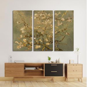 Canvas print Blossoming almond tree (brown), Vincent van Gogh, 3 panels