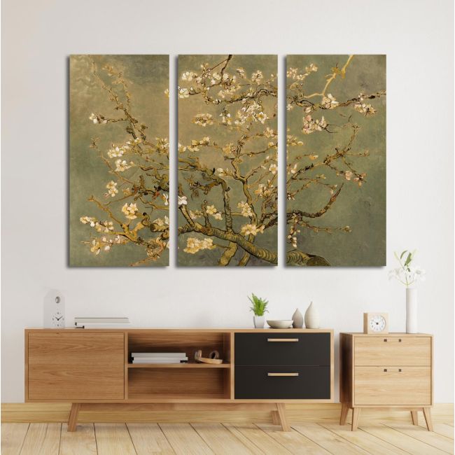 Πίνακας σε καμβά Blossoming almond tree (brown), Vincent van Gogh, τρίπτυχος