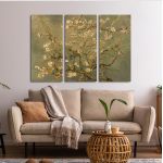 Πίνακας σε καμβά Blossoming almond tree (brown), Vincent van Gogh, τρίπτυχος