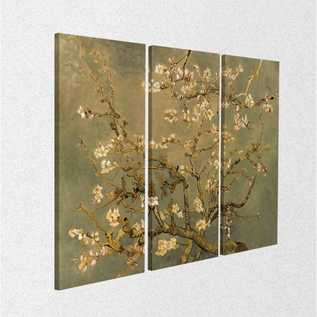 Πίνακας σε καμβά Blossoming almond tree (brown), Vincent van Gogh, τρίπτυχος