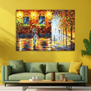 Canvas print Couple under the rain