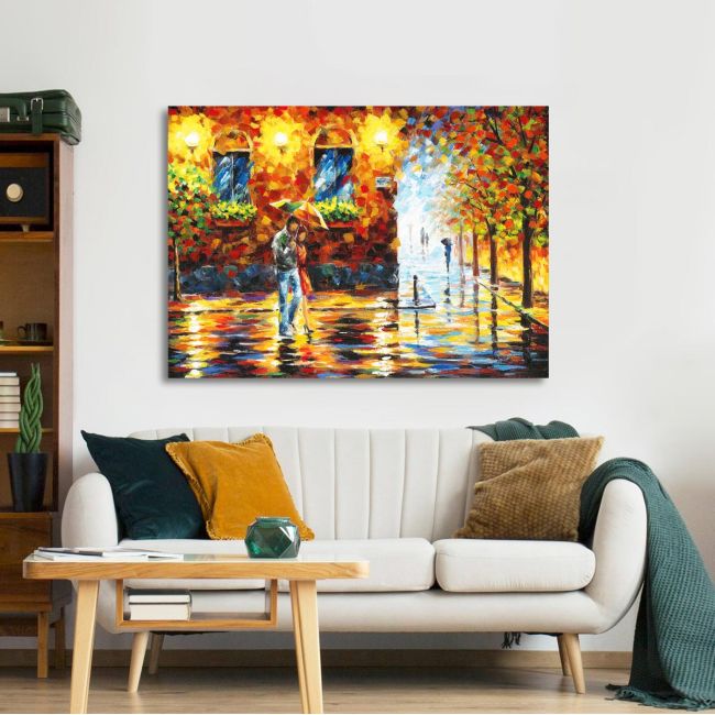 Canvas print Couple under the rain
