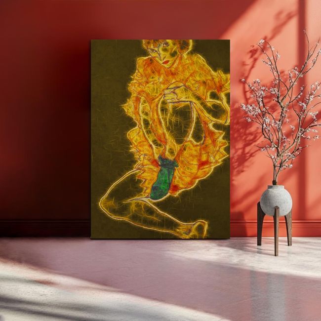 Canvas print The green stocking reart (original by E. Schiele)