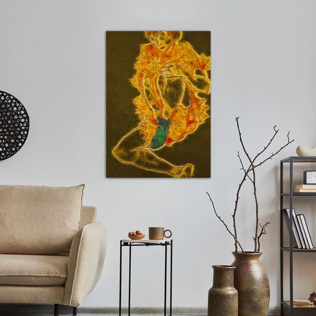 Canvas print The green stocking reart (original by E. Schiele)