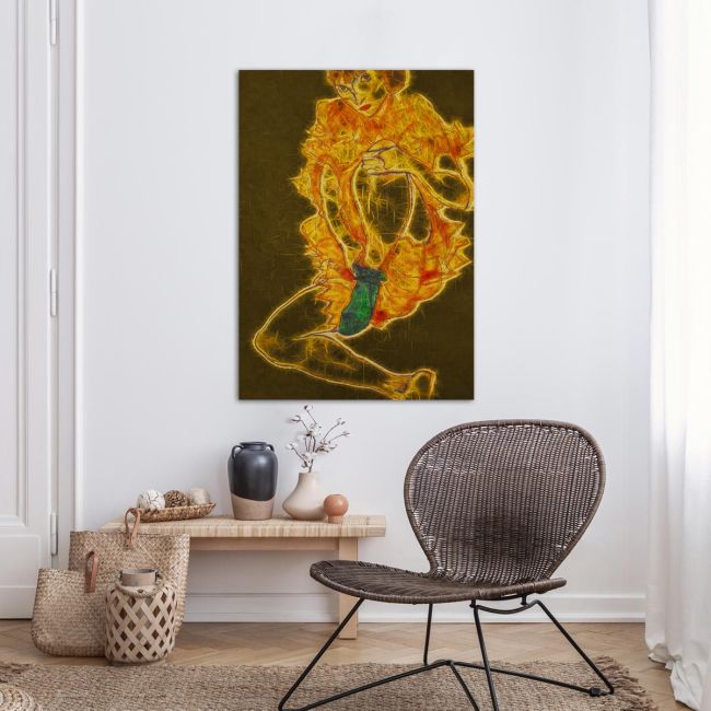 Canvas print The green stocking reart (original by E. Schiele)