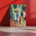 Canvas print Three girls in yellow straw hats, Macke A.