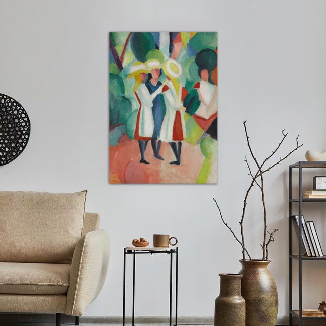 Πίνακας ζωγραφικής Three girls in yellow straw hats, Macke August