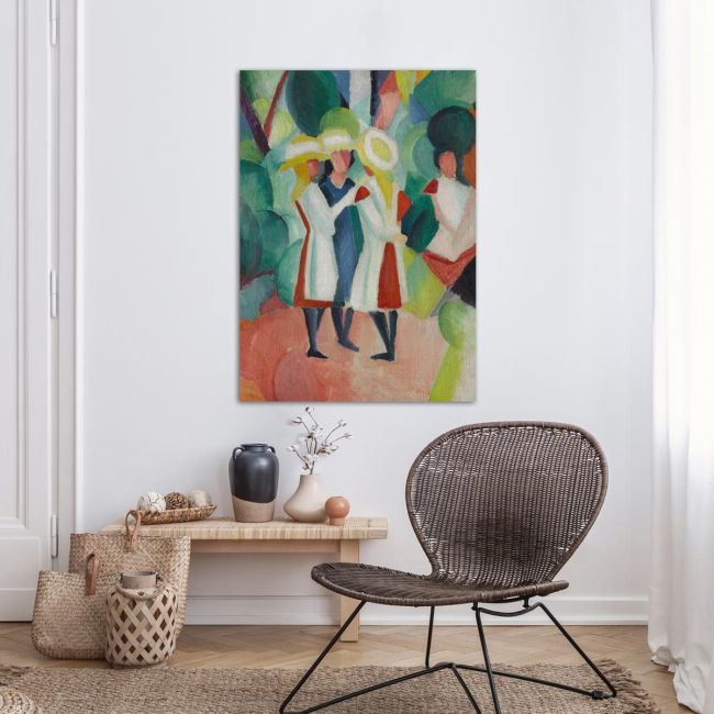 Πίνακας ζωγραφικής Three girls in yellow straw hats, Macke August