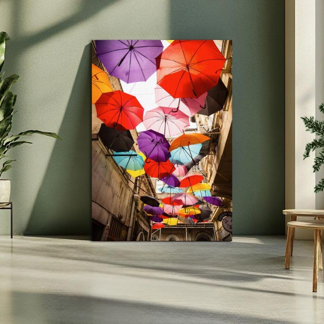 Πίνακας σε καμβά Ομπρέλες, Umbrella street