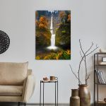 Canvas print Multnomah falls in autumn colors