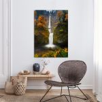 Πίνακας σε καμβά Καταρράκτης, Multnomah falls in autumn colors