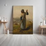 Canvas print Woman with a rake, Millettif J. F.
