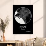 Canvas printAthens Map, Cartography BW