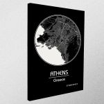 Canvas printAthens Map, Cartography BW