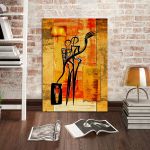Πίνακας σε καμβά αφηρημένος, γεωμετρικός , Abstract oil painting, couple