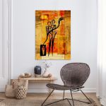 Πίνακας σε καμβά αφηρημένος, γεωμετρικός , Abstract oil painting, couple