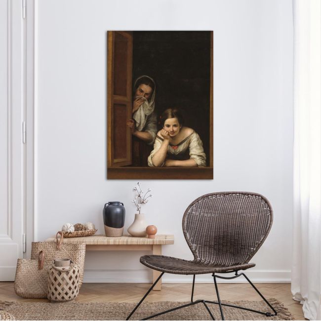 Canvas print Two women at a window, Murillo E