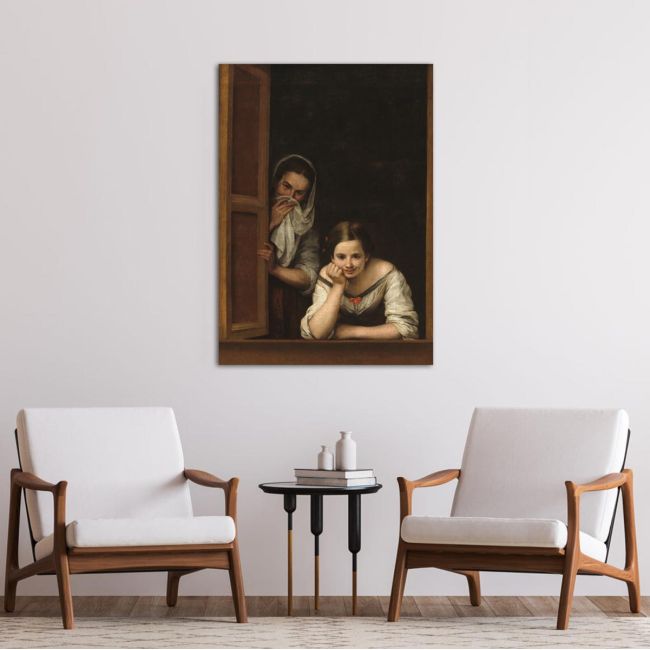 Canvas print Two women at a window, Murillo E