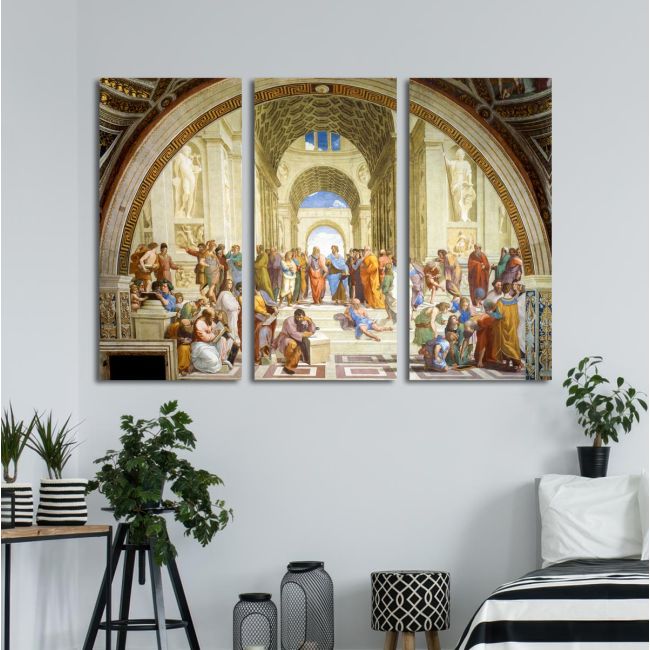 Πίνακας σε καμβά The school of Athens, Raphael, τρίπτυχος
