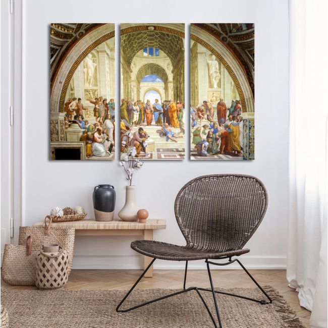Πίνακας σε καμβά The school of Athens, Raphael, τρίπτυχος