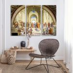 Πίνακας σε καμβά The school of Athens, Raphael, τρίπτυχος