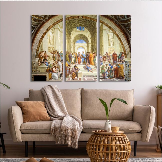 Canvas print The school of Athens, Raphael,3 panels
