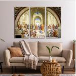 Πίνακας σε καμβά The school of Athens, Raphael, τρίπτυχος