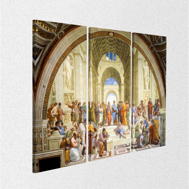 Πίνακας σε καμβά The school of Athens, Raphael, τρίπτυχος